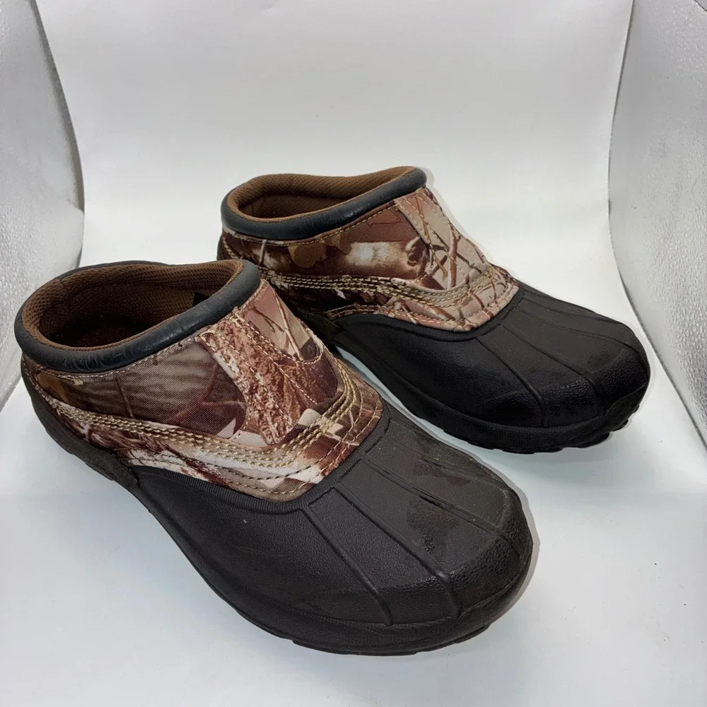 RedHead Mens Size 6 Camo Duck Shoes Brown Slip On Rubber Sole Outdoor Hunting
